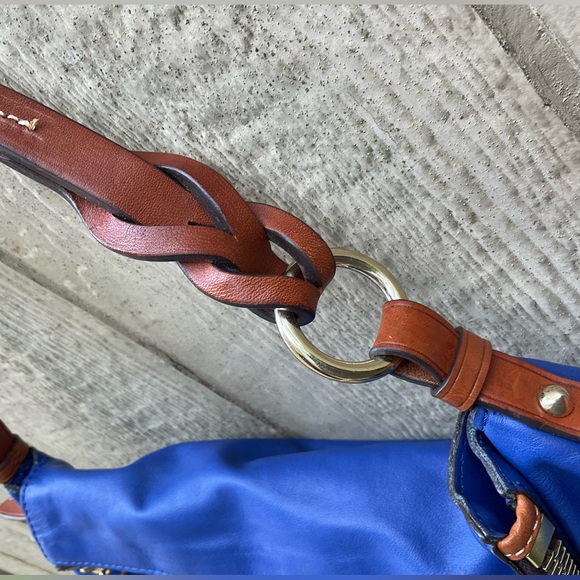 Dooney Bourke Newbury Leather Sloan Dixon Crossbody Bag Cobalt Blue & Tan 👜💙 - Picture 8 of 16